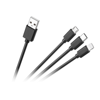 „3 viename“ USB-A–micro-USB / USB-C / Lightning laidas, 1,2 m