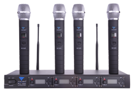 PLL-400 UHF 4 kanalų belaidžių mikrofonų sistema su 4 rankiniais mikrofonais