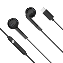 Kruger&Matz C2 į ausis įdedamos USB-C ausinės su mikrofonu, juodos