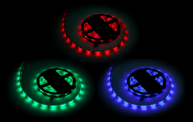 Rebel RGB LED juosta, 5 m, 150× 5050 SMD, atspari vandeniui, balta PCB