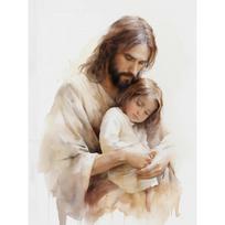 Jėzus ir vaikas Kristus su berniuku Jėzumi Portretas Kristus Darželis Akvarelės Plakatas Drobės tapyba Sienos paveikslai Namų dekoras 50cm×80cm NoFrame
