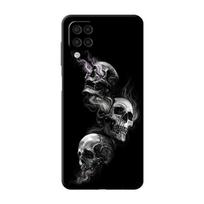 Juodas dėklas Samsung Galaxy A52 A73 5G A33 A12 A53 A22 A13 4G A24 A14 A23 A54 A70, minkštas telefono dėklas, Šienapjovės kaukolė, skeletas Samsung A21s gray