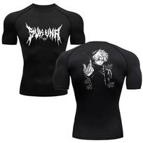 Anime Jujutsu Kaisen Kompresiniai marškinėliai Vyrams Sporto Salė Sportas Bėgimas T-shirt Rashgard Viršūnės Marškinėliai Greitai Džiūstantys Trumpomis Rankovėmis T-shirt L black
