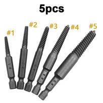 5pcs Screw Extractor Center Drill Bits Guide Set Broken Damaged Bolt Remover Hex Shank and Spanner for Broken Hand Tool Brown