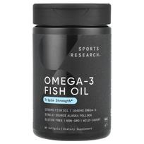 Sports Research, Omega-3 žuvų taukai, trigubos jėgos, 90 minkštų kapsulių