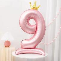 Aluminum Foil Digital Balloon Princess Birthday Pink Crown Balloons  Decoration Supplies 9 rožinė