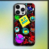 Žaidimo G-Geometry Dash Telefono dėklas iPhone 16,15,14,13,12,11,Mini,Pro,E,MAX pilkas matinis silikoninis juodas dangtelis iPhone16e
