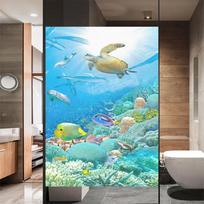 Window Film Privacy Underwater World Glass Sticker UV Blocking Heat Control  Window Coverings Window Tint for Homedecor (as the picture,40x100cm)