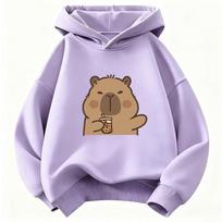 Mielas Hoodie Vaikams Madingas Kawaii Kapibara Vaikų Megztinis Su Gobtuvu Mielas Harajuku Hoodie Berniukams Mergaitėms Ruduo Žiema Laisvalaikio Megztiniai Su Gobtuvu 140 violetinė