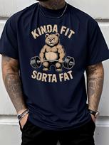 Unisexs Kinda Fit Sorta Fat Bear Graphic T Shirt Gym Weightlifting Streetwear Short Sleeve Cotton O Neck Casual Summer Tops For Unisex 3XL black