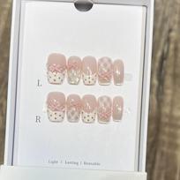 10Pcs Cat Eye Gradient French Ballerina Press On Nails Handmade Full Cover False Nail Tips beige