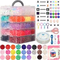 6500Pcs Pony Beads Bulk Letter for Bracelets Making Kits red