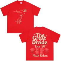 Noah Kahan The Great Divide Tour  Merch TShirt Cotton Unisexs Womens Popular Oversized Fashion S red