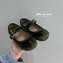 Jaunimo stiliaus batai Mergaitėms Aksominiai Princesės Batai Minkštas Padukas Lipukai Retro Skeltas Pirštas Laisvalaikio Batai Mažiems Vaikams EU 32 augalų žalia