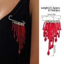 Bead Tassel Brooch Pin Safety Clasp Lapel Pin Fashion Cloth Ornament  Denim Decor black
