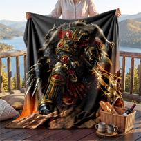 Šilta flanelinė antklodė su Warhammer 40K raštu, lengva ir patogi antklodė lovai ar sofai 130cmx150cm