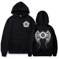 Vyriški drabužiai Supernaturall Winchester Bros Hoodies Ilgomis rankovėmis Žieminiai su gobtuvu Puloveriai Grafinis spausdinimas Palaidinė Streetwear S juoda