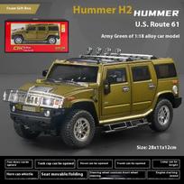 Didelis 1/18 Hummer H2 Lydinio Visureigis Diecast Metalinis Modelis Garsas Šviesa Atitraukiamas Žaislas Kolekcionavimui Eksponavimui Ornamentas Vaikų Žaislas Dovana armijos žalia spalva