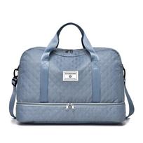 Plaid Sports Travel Duffel: Large Capacity Bag with Shoe Compartment and Wet/Dry Separation chaki