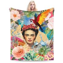 Fridaės Kahlo prekių pledai Minkštas koralinis vilnos pliušinis metimo pledas Patogus antklodė 30x40in gray