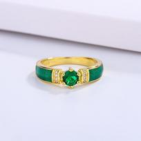 Emerald Zircon Ring Women'S Light Luxury Enamel Epoxy Ring Ring no. 10 beige