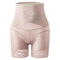 High Waist Cross Compression Tummy Control Shorts With Lace Trim XL abrikosas