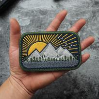 Full Embroidery All Terrain Camp Replica Velcro Badge Outdoor Pack Sticker Scenic Camping Large Morale Badge Sticker gray