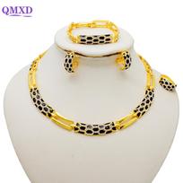 Dubai Gold Color Jewelry Sets African Indian Wedding Bridal Wife Gifts Necklace Bracelet Earrings Ring Jewelery For Women white
