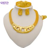 Dubai Gold Color Jewelry Sets African Indian Wedding Bridal Wife Gifts Necklace Bracelet Earrings Ring Jewelery For Women beige