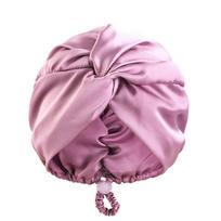 Bonnet Solid Silk Turban Hat For Women Soft Sleeping Night Cap Satin Hair Care Wrap Beanie Headscarf Adjust Twist Headwear violetinė