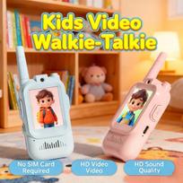 Kids Video Walkie Talkie Set 2PCS Rechargeable 2-inch High-definition Screen One-Click Call Cartoon Intercom Gift yellow