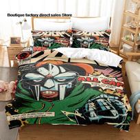 3D Printed MF-Doom Operation Doomsday Bedding Set Duvet Cover Pillowcase For Adult Kids Bedroom Twin Full Queen King Size Bed 140*200cm/55x79in Single/Twin 3pcs black