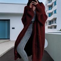 Mid-Length Lazy Style Casual Knit Cardigan Women Spring Autumn Winter Loose Versatile Long Sleeve Sweater Coat one size bordinė