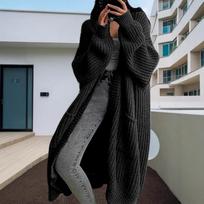 Mid-Length Lazy Style Casual Knit Cardigan Women Spring Autumn Winter Loose Versatile Long Sleeve Sweater Coat one size juoda