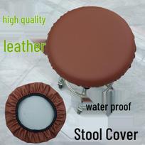 Leather Non-Slip Round Stool Cover for Home, Salon, or Bar; Full Coverage Protection for Large Work Stools. Diameter 28-33cm