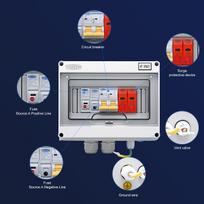 TOMZN HT-8WAY PV Combiner Box 1 in 1 Out 600V DC Solar Photovoltaic Junction Box with SPD Fuse MCB for Inverter 16A-63A 25A