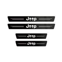 1/4/5 vnt. Automobilio durų slenksčio apsauginė lipdukas Anglies pluošto atsparus įbrėžimams plėvelė Jeep Wrangler Grand Cherokee Avenger Wagoneer black