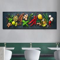 Šiuolaikinis drobės paveikslas Grūdai Prieskoniai Šaukštas Pipirai Virtuvės Sienos Meno Plakatai ir Spaudiniai Svetainei Namų Dekoras Be Rėmo Be Rėmo 20*40cm gray