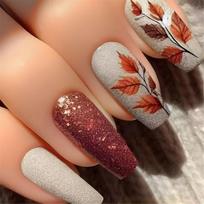Autumn Inspired Maple Leaves Press On Nail Autumn Stick on Nail Orange False Nail Manicure 24 Pieces for Elegant Look 1 brown