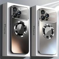Naujas titano metalo prabangus matinis dėklas, skirtas iPhone 17 16 15 14 Pro Max Plus, su Magsafe, stiklinio objektyvo kameros apsauginiu dangteliu For iPhone 12 Pro pilka spalva