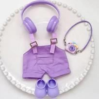For Labubu clothing set includes headphones waist belt pants and accessories for 17cm Labubu Doll pink
