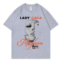 Limited Lady Gaga The Mayhem Ball Tour Merch T Shirt High Street Fashion Trend T-shirt Men Women Oversized T-shirts 3XL gray