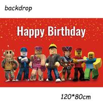 Roblox gimimo datos šventės teminiai papuošimai plakatas torto viršus balionas užrašinė vėliavėlė lėkštės puodeliai fonas sukurtas kūdikio krikštynoms