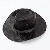 Pu Leather Western Cowboy Rider Hat Mongolia Grassland Sunscreen Outdoor Hat black