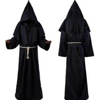 Helovino Viduramžių Vienuolio Būrėjo Kunigo Cosplay Chalatas L juoda