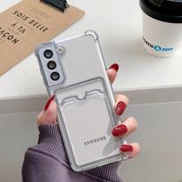 Skaidrus dėklas su kortelės laikikliu, skirtas Samsung S26U/S24/S25/A57/A16/Note20 - Visiškas apsauginis minkštas silikonas Samsung S24 FE pilka spalva/juoda