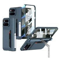 Google Pixel 11 Pro Fold dėklas su kortelės lizdu, magnetiniu stoveliu, pilna apsauga, PC korpusas, verslo stilius Google Pixel 11 Pro Fold gray