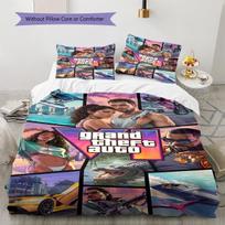 GTA rašto patalynės komplektas Antklodės užvalkalas Pagalvės užvalkalas Namų dekoras Dovana (1 * antklodės užvalkalas + 2 * pagalvės užvalkalai, be šerdies) 155x200cm