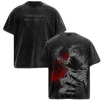 Ken Kaneki Tokyo Ghoul T-shirt Anime Vintage Y2k Washed Oversized T Shirt Summer Short Sleeve Polyester Tees Tops Men Clothing M black