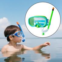 Kids Snorkel Set Swim Mask for Freediving Snorkeling Diving Blue Green